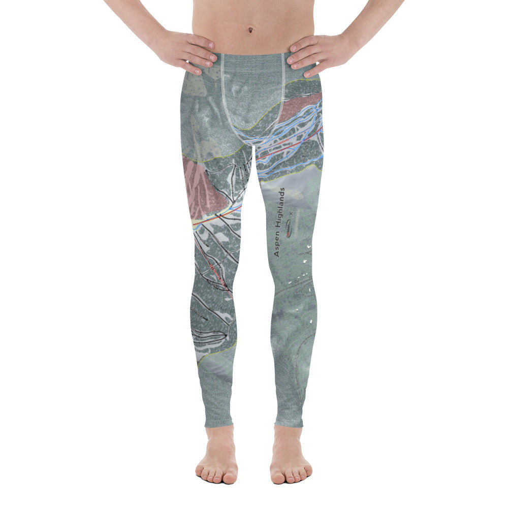 Aspen Highlands, Colorado Ski Trail Map - Men&#39;s Base Layer Bottoms - Powderaddicts