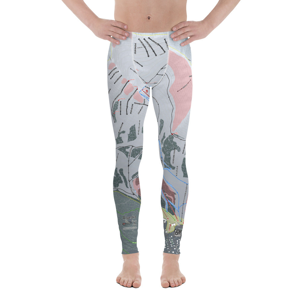Alyeska, Alaska Ski Trail Map - Men&#39;s Base Layer Bottoms - Powderaddicts