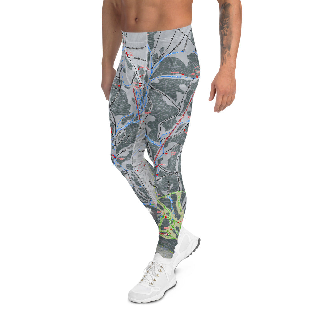Snowbird, Utah Ski Trail Map - Men's Base Layer Leggings - Powderaddicts