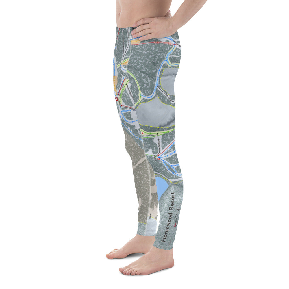 Homewood Resort, California Ski Trail Map - Men's Base Layer Bottoms - Powderaddicts