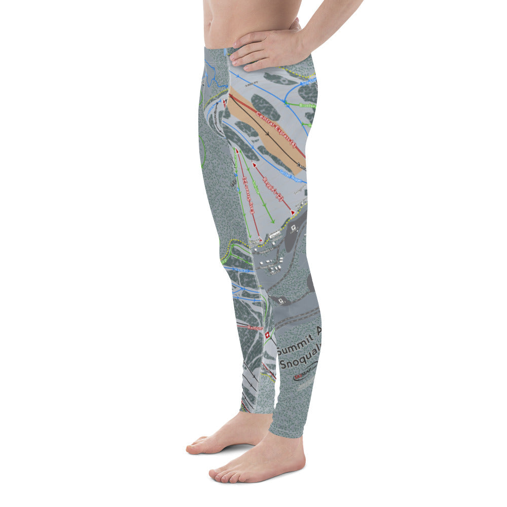 Summit At Snoqualmie, Washington Ski Trail Map - Men&#39;s Base Layer Bottoms - Powderaddicts