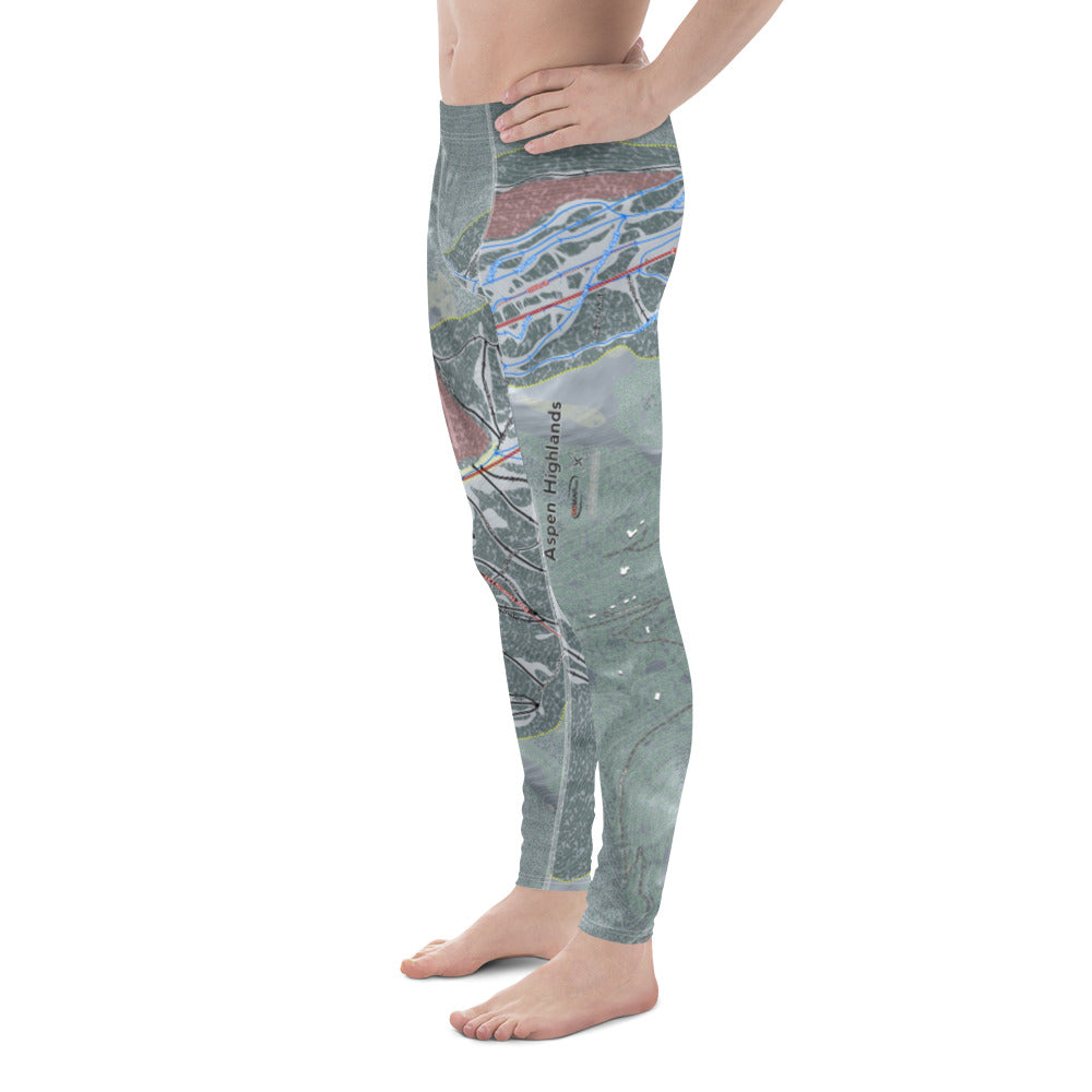 Aspen Highlands, Colorado Ski Trail Map - Men's Base Layer Bottoms - Powderaddicts