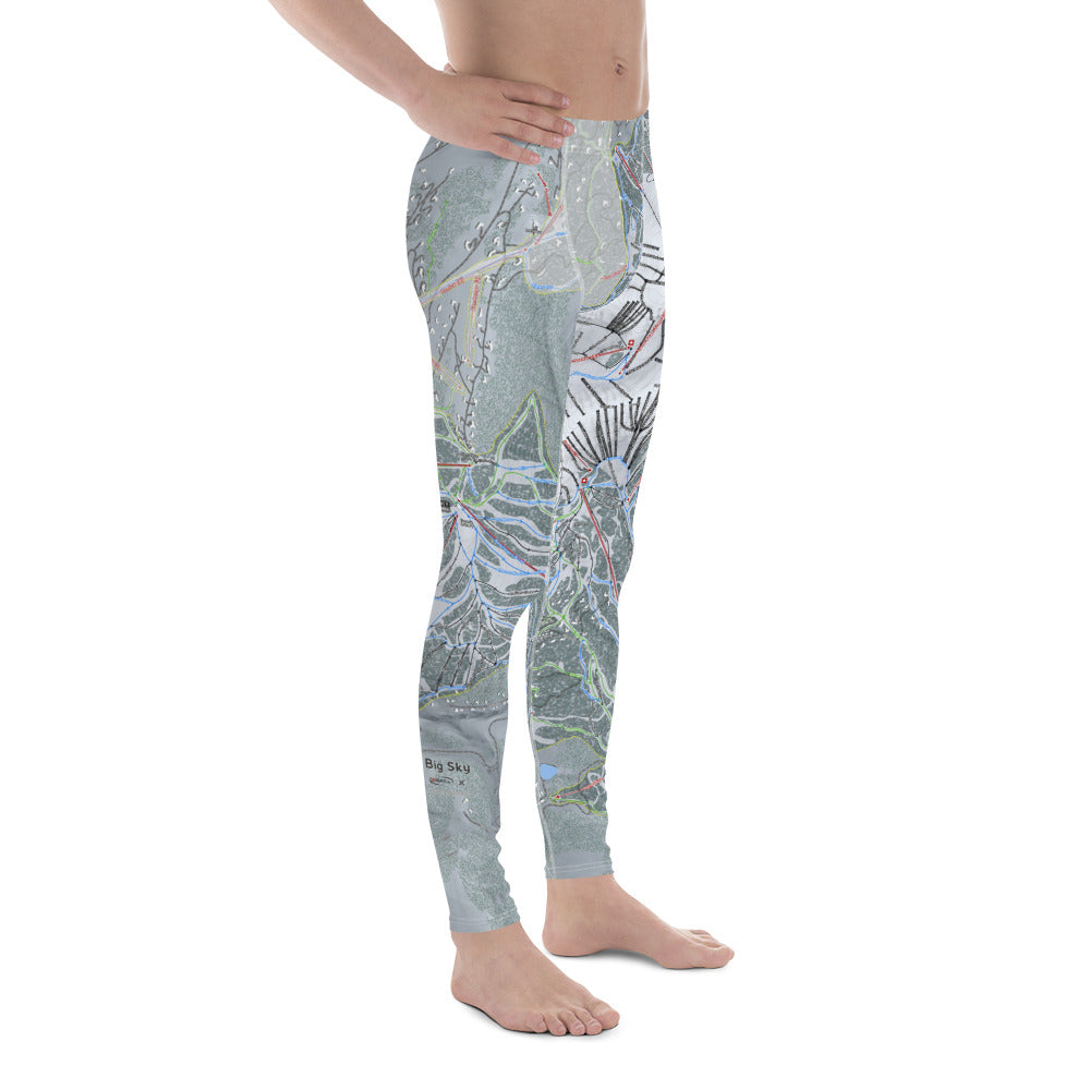 Big Sky, Montana Ski Trail Map - Men&#39;s Base Layer Bottoms - Powderaddicts