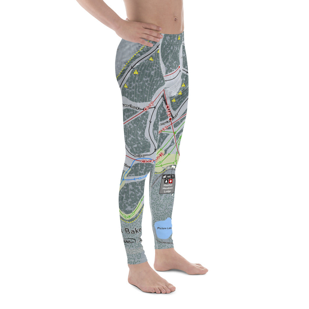 Mt. Baker, Washington Ski Trail Map - Men's Base Layer Bottoms - Powderaddicts
