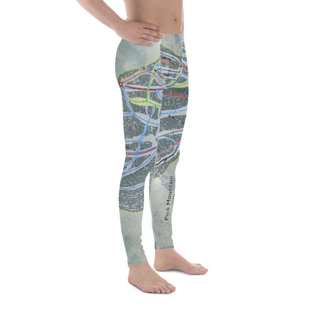 Pico Mountain, Vermont Ski Trail Map - Men&#39;s Base Layer Bottoms - Powderaddicts