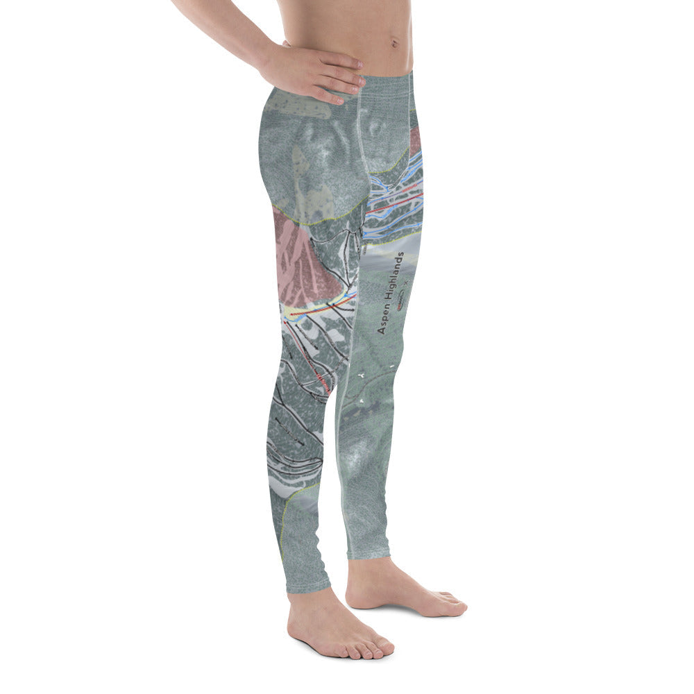 Aspen Highlands, Colorado Ski Trail Map - Men&#39;s Base Layer Bottoms - Powderaddicts