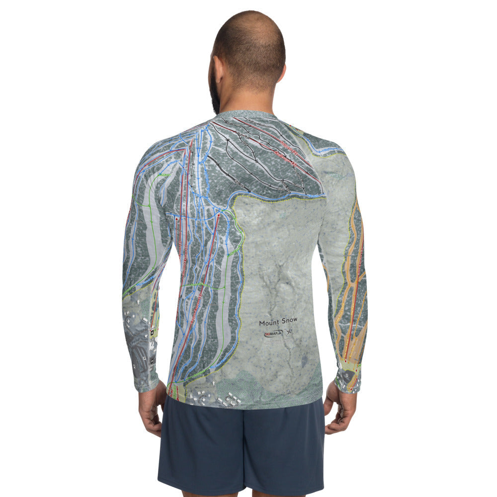 Mount Snow, Vermont Ski Trail Map Men&#39;s Base Layer Top - Powderaddicts