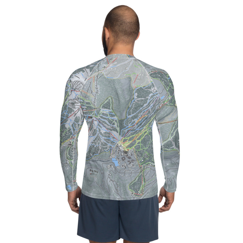 Big Sky, Montana Ski Trail Map Men's Base Layer Top - Powderaddicts