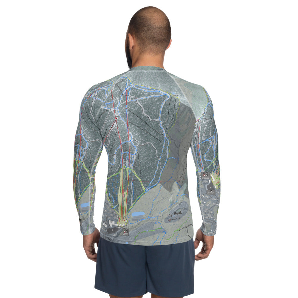 Jay Peak, Vermont Ski Trail Map Men&#39;s Base Layer Top - Powderaddicts