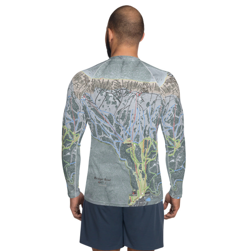 Bridger Bowl, Montana Ski Trail Map Men&#39;s Base Layer Top - Powderaddicts