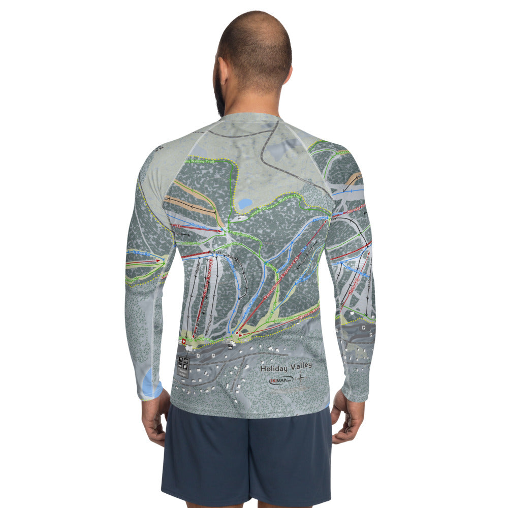 Holiday Valley, New York Ski Trail Map Men's Base Layer Top - Powderaddicts