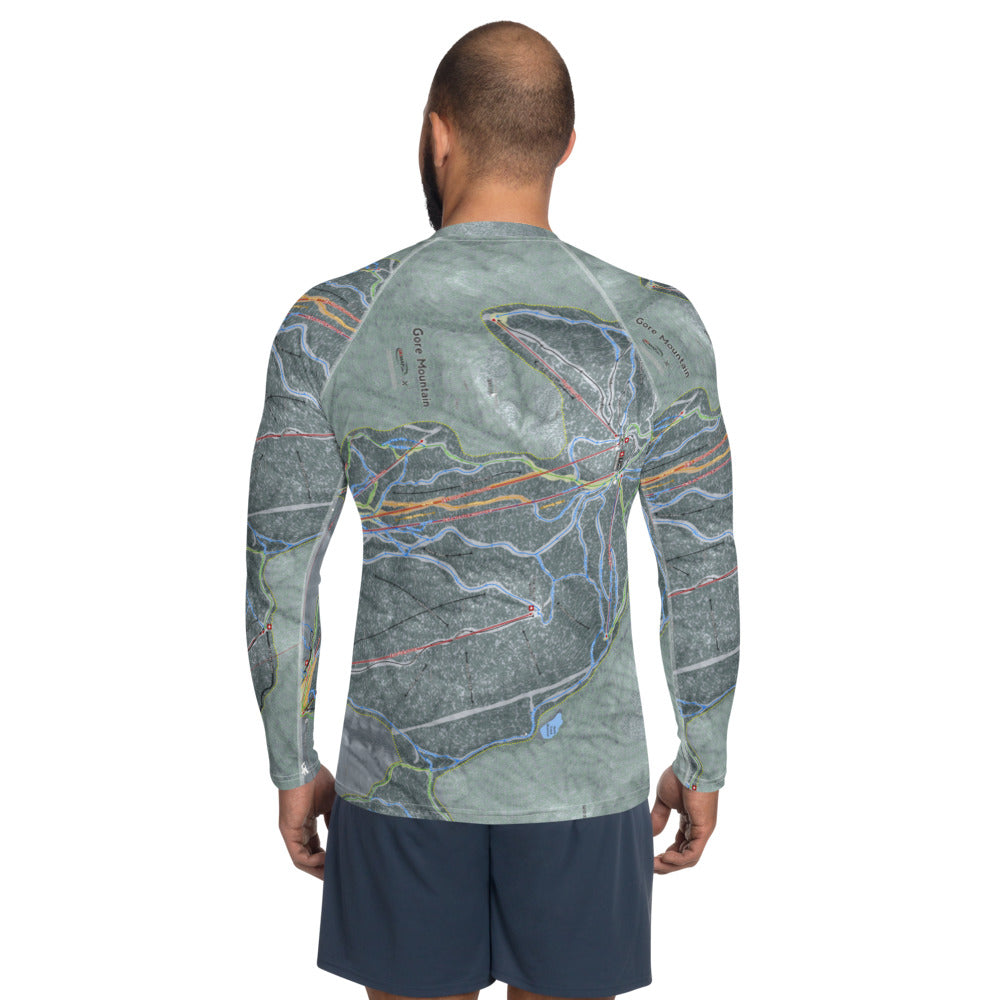 Gore Mountain, New York Ski Trail Map Men's Base Layer Top - Powderaddicts