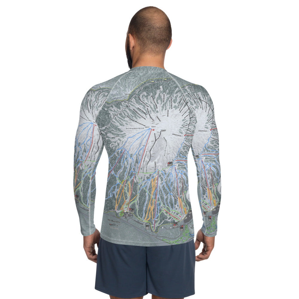 Mt Bachelor, Oregon Ski Trail Map Men&#39;s Base Layer Top - Powderaddicts