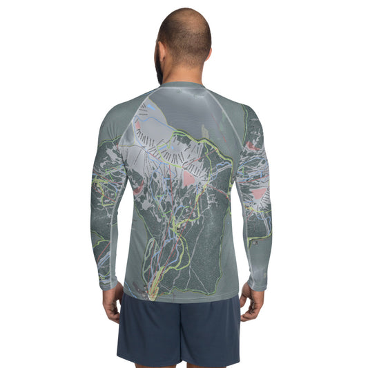 Lake Louise, Alberta Ski Trail Map Men's Base Layer Top - Powderaddicts