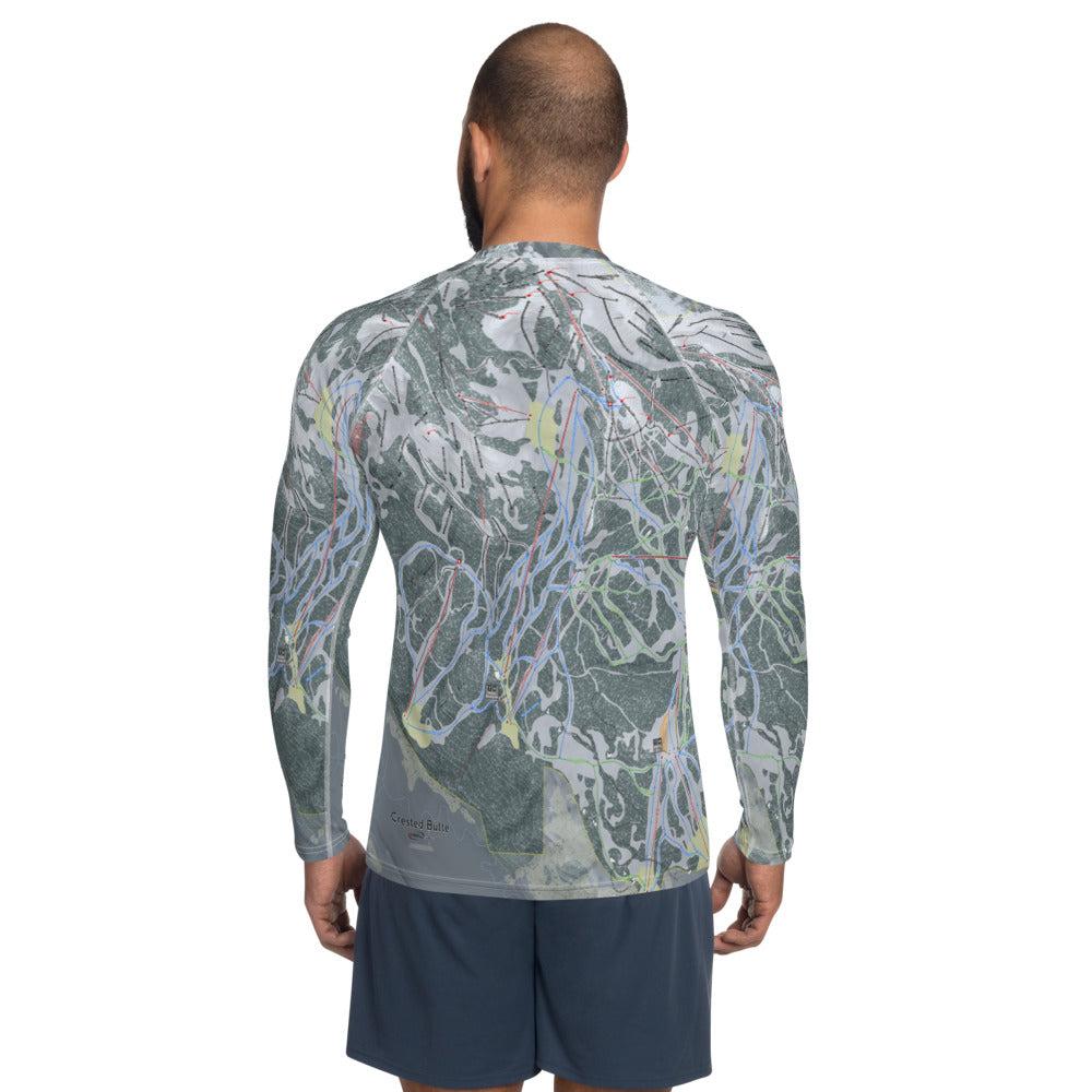 Crested Butte, Colorado Ski Trail Map Men's Base Layer Top - Powderaddicts