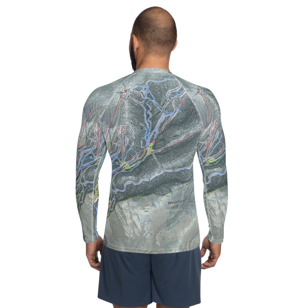 Whiteface, New York Ski Trail Map Men's Base Layer Top - Powderaddicts