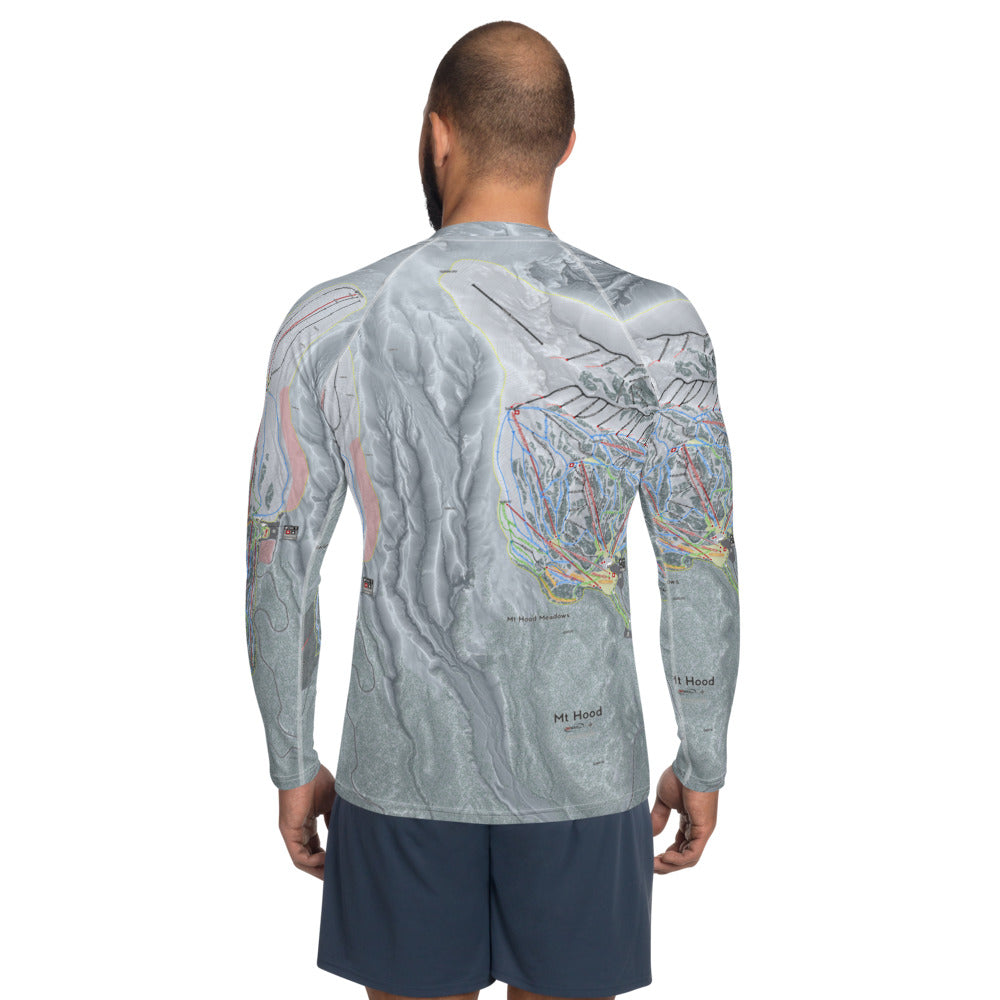 Mt Hood, Oregon Ski Trail Map Men&#39;s Base Layer Top - Powderaddicts