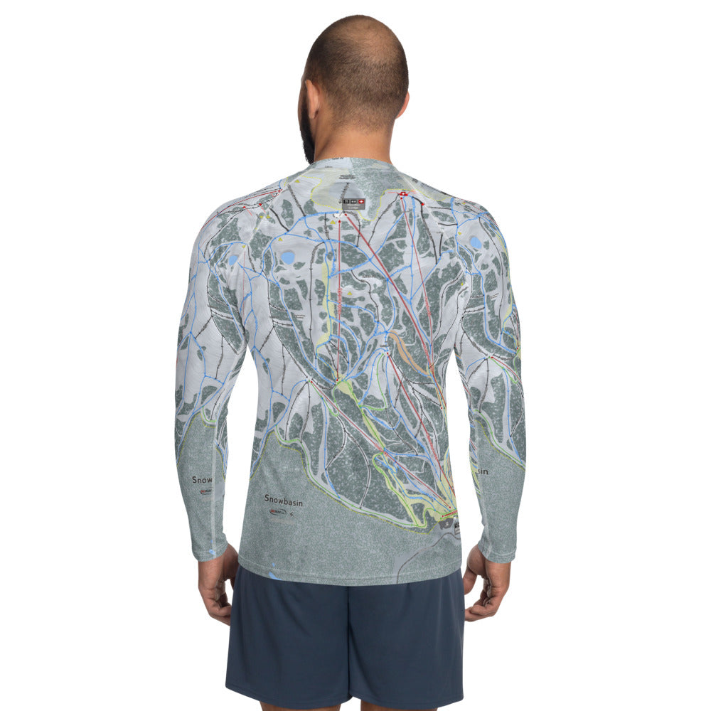 Snowbasin, Utah Ski Trail Map Men's Base Layer Top - Powderaddicts