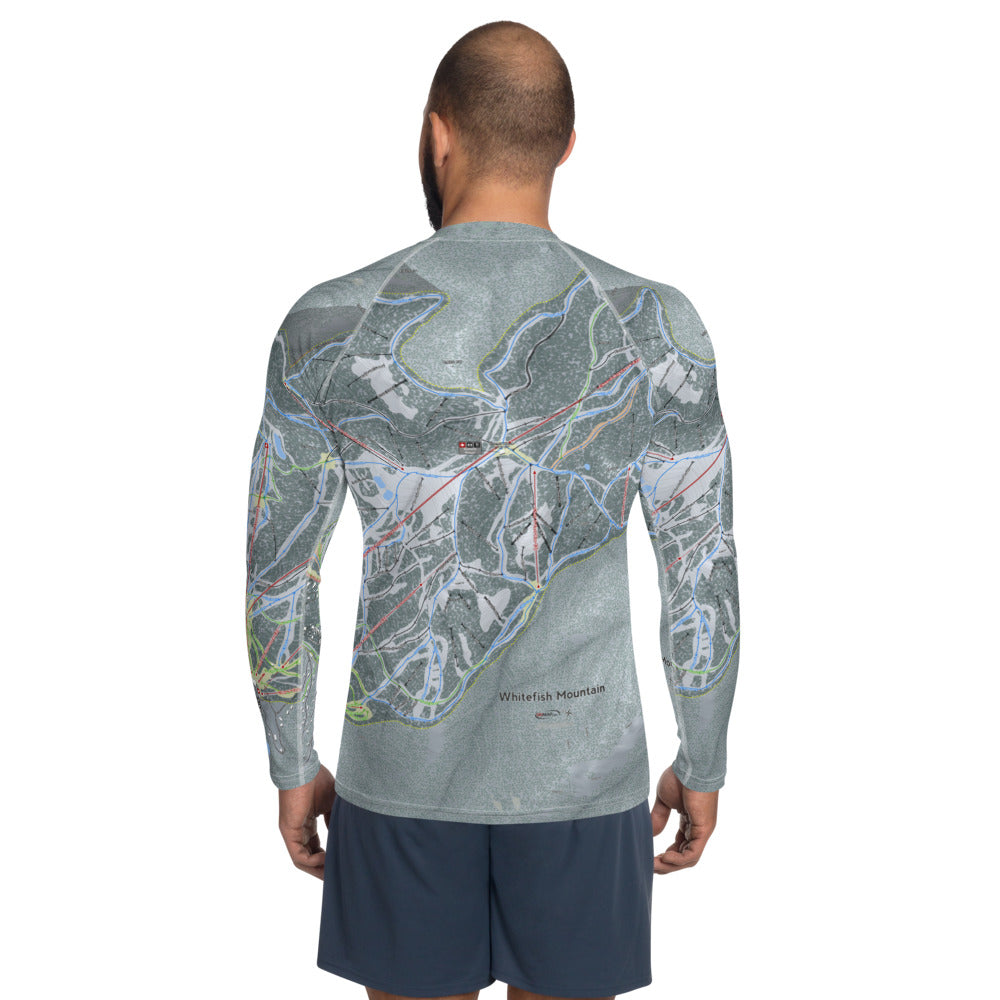 Whitefish Mountain, Montana Ski Trail Map Men's Base Layer Top - Powderaddicts