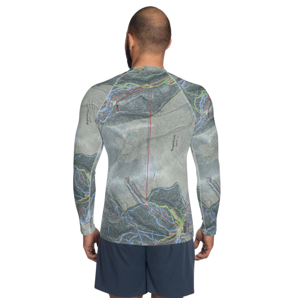 Sugarbush, Vermont Ski Trail Map Men's Base Layer Top - Powderaddicts