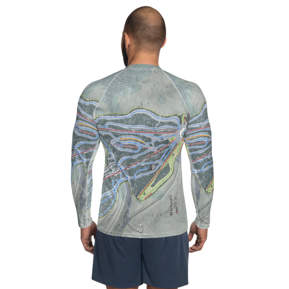 Wachusett, Massachusetts Ski Trail Map Men&#39;s Base Layer Top - Powderaddicts