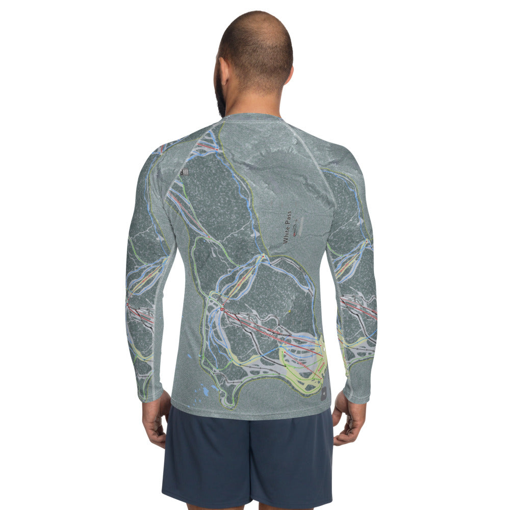 White Pass, Washington Ski Trail Map Men's Base Layer Top - Powderaddicts