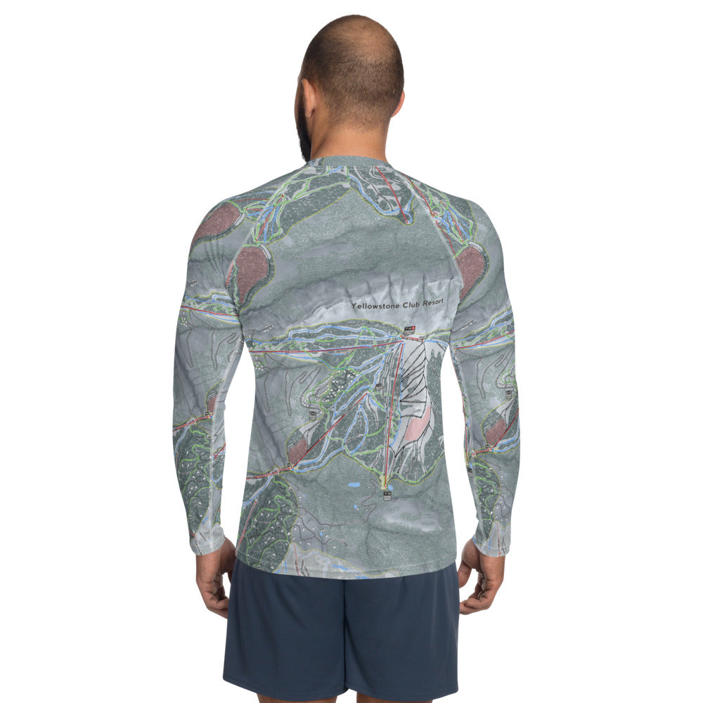 Yellowstone Club, Montana Ski Trail Map Men's Base Layer Top - Powderaddicts