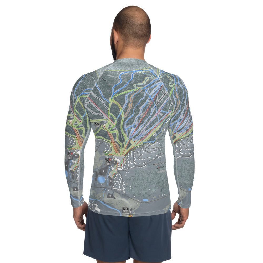 Windham Mountain, New York Ski Trail Map Men's Base Layer Top - Powderaddicts