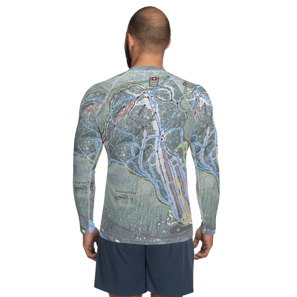 Shawnee Peak, Maine Ski Trail Map Men&#39;s Base Layer Top - Powderaddicts
