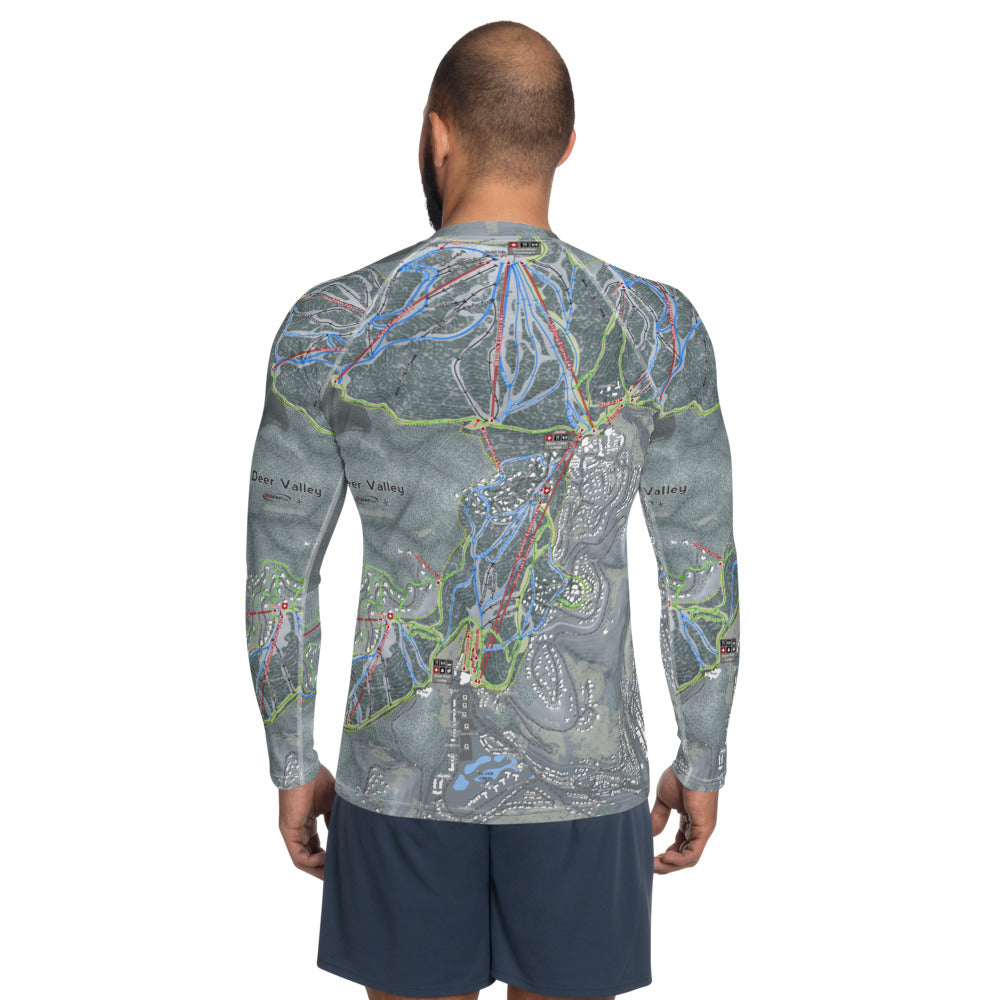 Deer Valley, Utah Ski Trail Map Men&#39;s Base Layer Top - Powderaddicts
