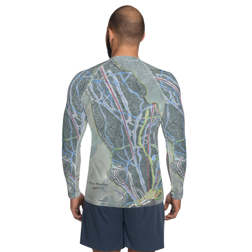 Pico Mountain, Vermont Ski Trail Map Men&#39;s Base Layer Top - Powderaddicts