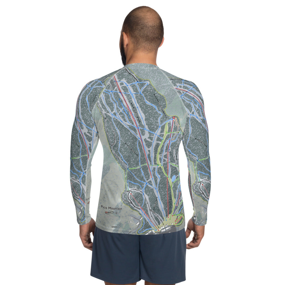 Pico Mountain, Vermont Ski Trail Map Men's Base Layer Top - Powderaddicts