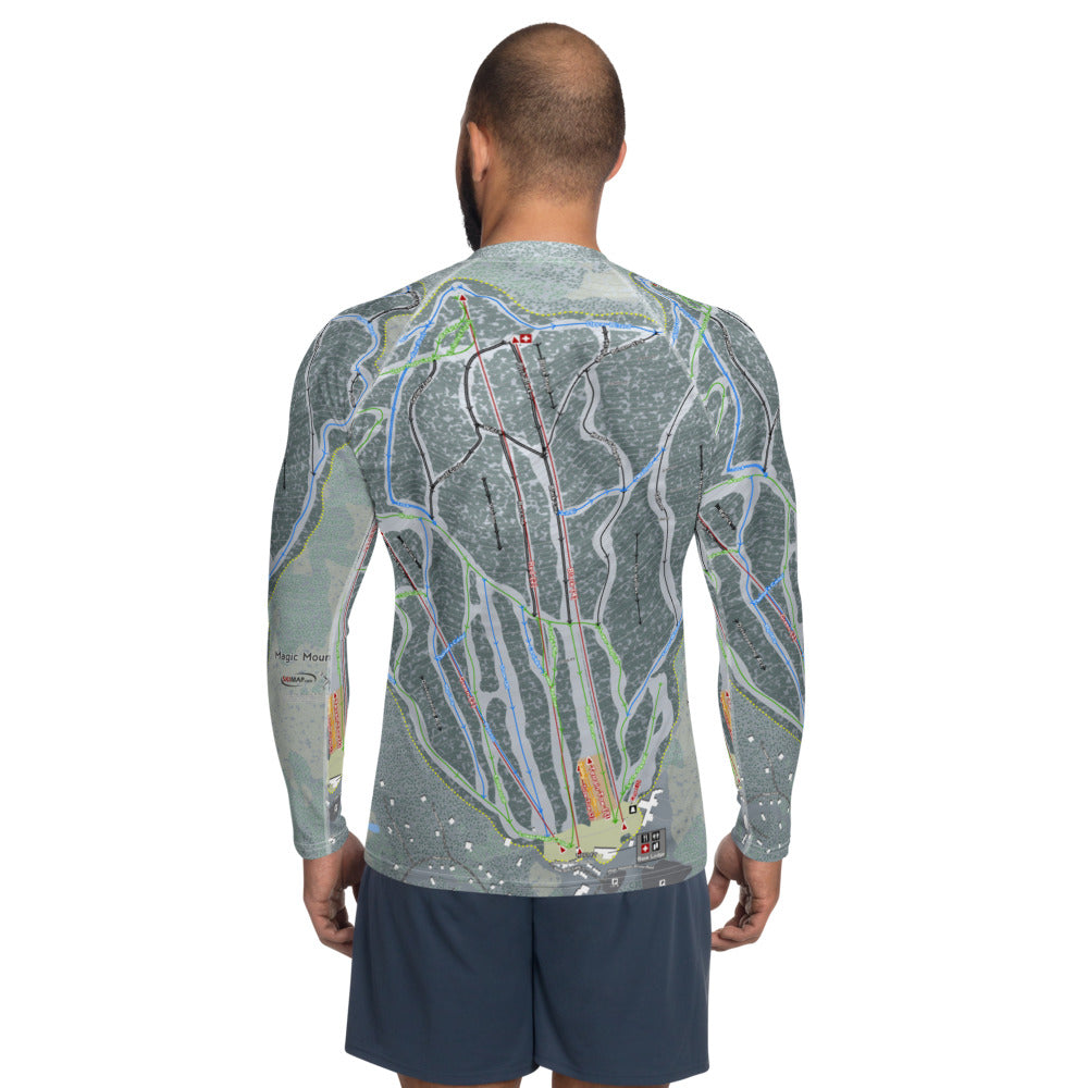 Magic Mountain, Vermont Ski Trail Map Men's Base Layer Top - Powderaddicts