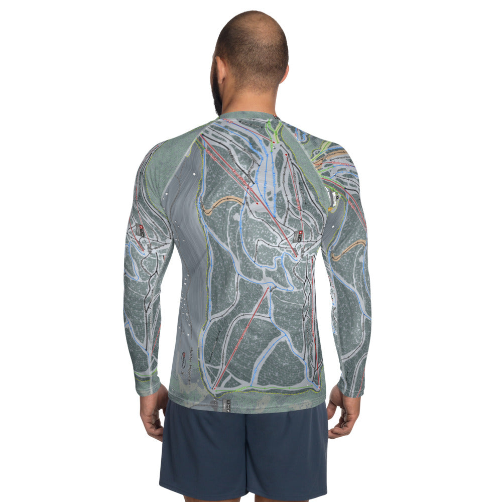 Hunter Mountain, New York Ski Trail Map Men's Base Layer Top - Powderaddicts