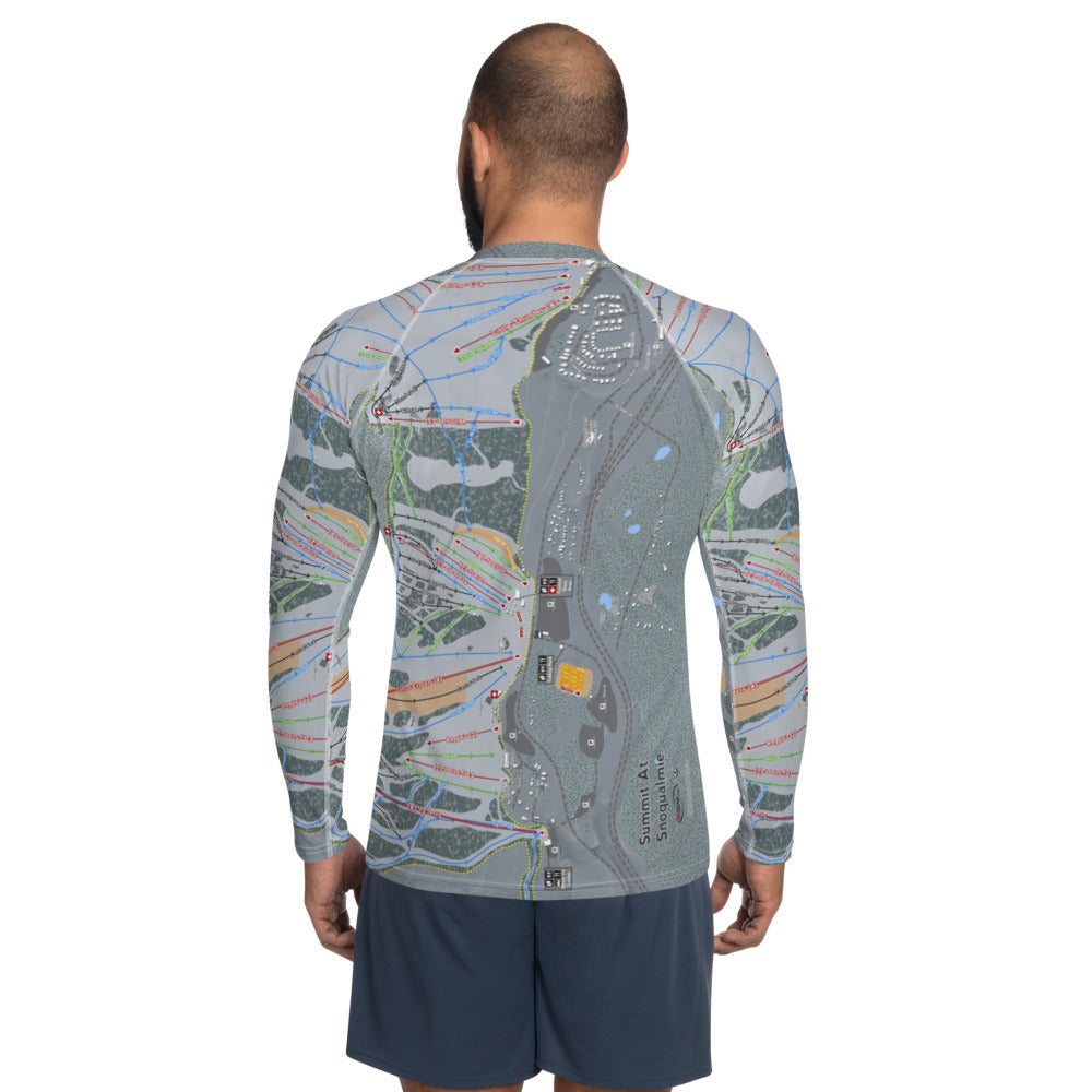 Summit At Snoqualmie, Washington Ski Trail Map Men's Base Layer Top - Powderaddicts