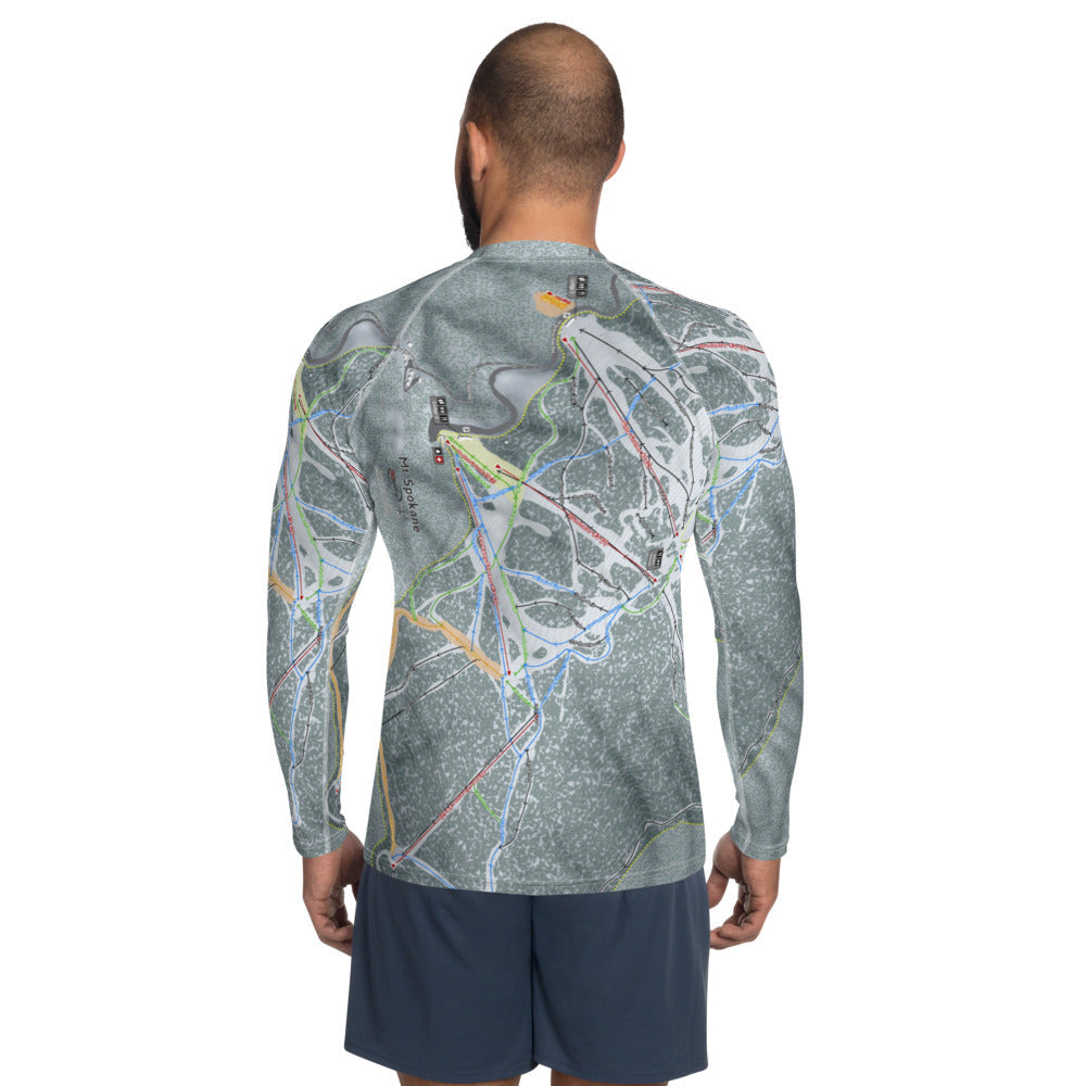 Mt. Spokane, Washington Ski Trail Map Men's Base Layer Top - Powderaddicts
