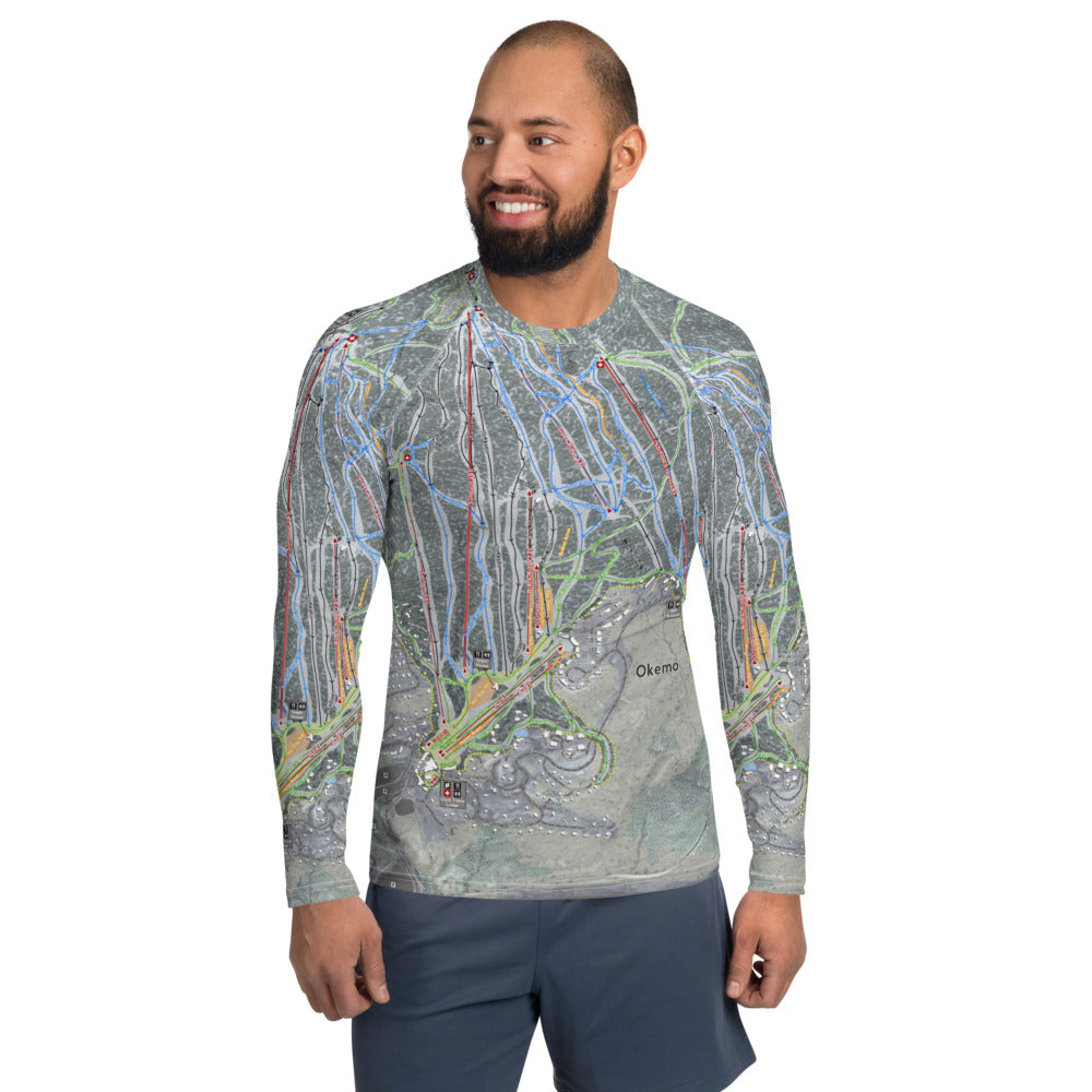 Okemo, Vermont Ski Trail Map Men's Base Layer Top - Powderaddicts