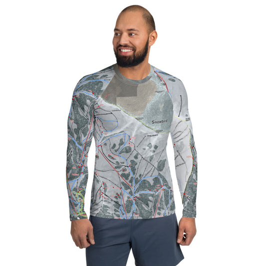 Snowbird, Utah Ski Trail Map Men's Base Layer Top - Powderaddicts