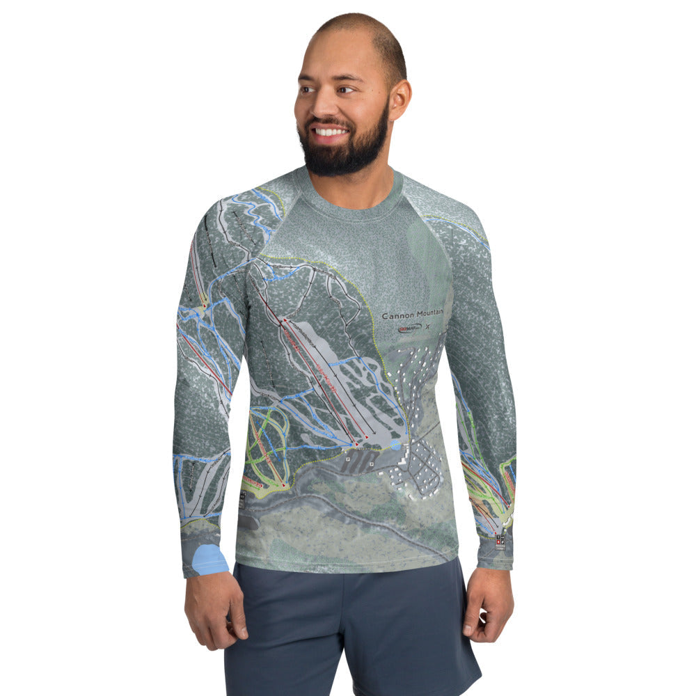 Cannon Mountain, New Hampshire Ski Trail Map Men's Base Layer Top - Powderaddicts