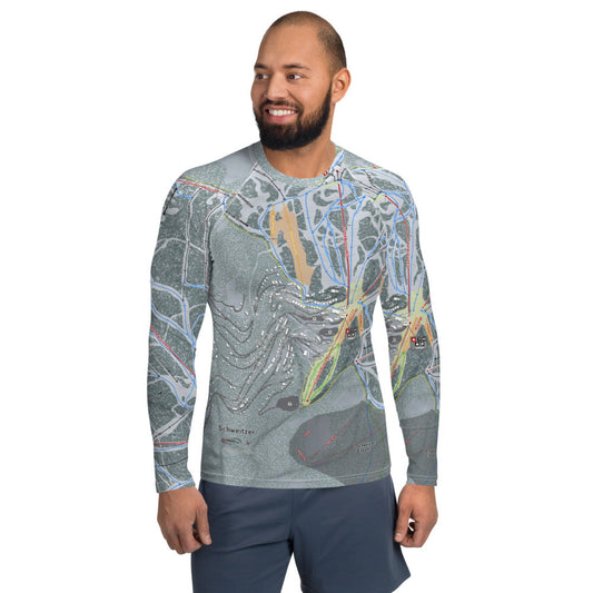 Schweitzer, Idaho Ski Trail Map Men's Base Layer Top - Powderaddicts