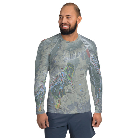 Aspen Snowmass, Colorado Ski Trail Map Men's Base Layer Top - Powderaddicts
