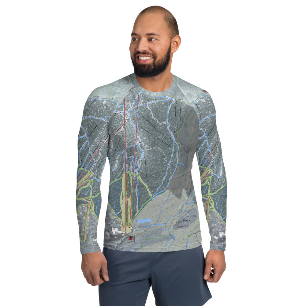 Jay Peak, Vermont Ski Trail Map Men&#39;s Base Layer Top - Powderaddicts