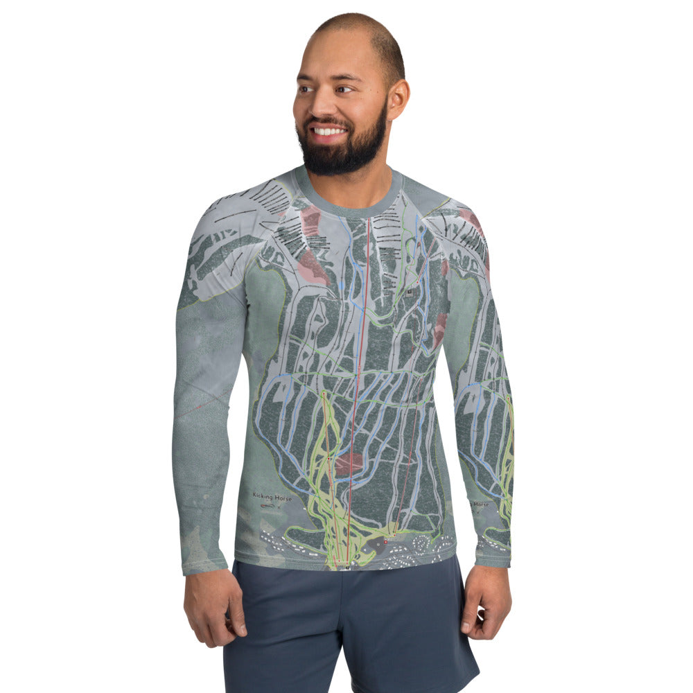 KICKING HORSE, BRITISH COLUMBIA SKI TRAIL MAP MEN&#39;S BASE LAYER TOP - Powderaddicts