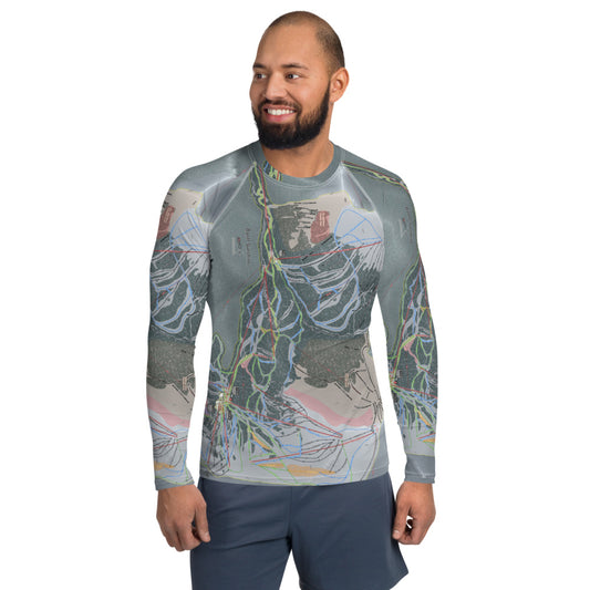 Banff Sunshine, Alberta Ski Trail Map Men's Base Layer Top - Powderaddicts