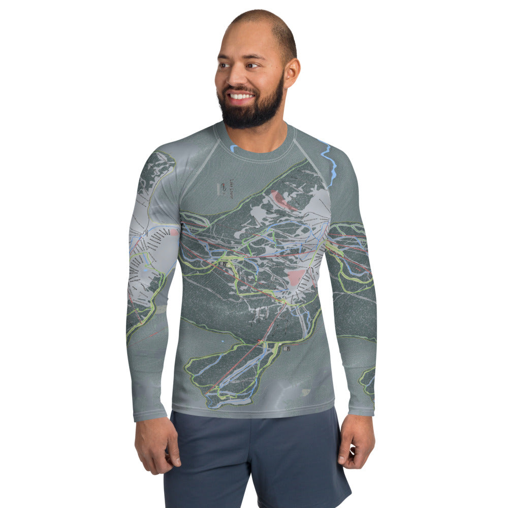 Lake Louise, Alberta Ski Trail Map Men's Base Layer Top - Powderaddicts