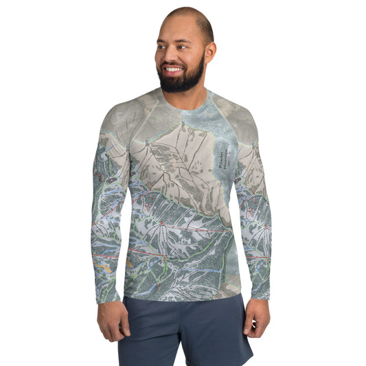 Powder Mountain, Utah Ski Trail Map Men's Base Layer Top - Powderaddicts