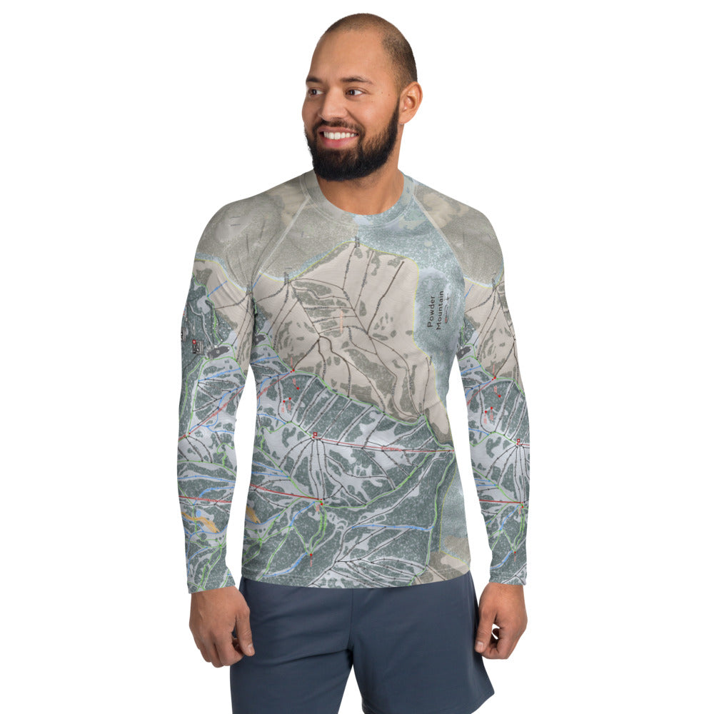 Powder Mountain, Utah Ski Trail Map Men&#39;s Base Layer Top - Powderaddicts