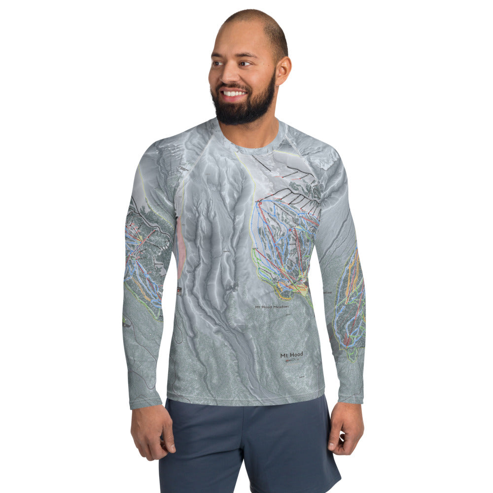 Mt Hood, Oregon Ski Trail Map Men&#39;s Base Layer Top - Powderaddicts