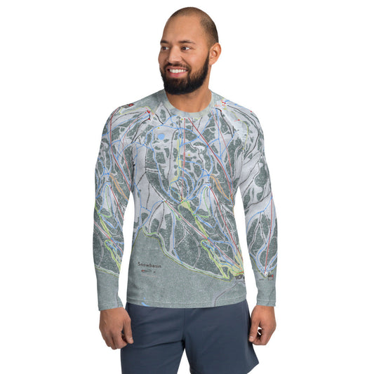Snowbasin, Utah Ski Trail Map Men's Base Layer Top - Powderaddicts