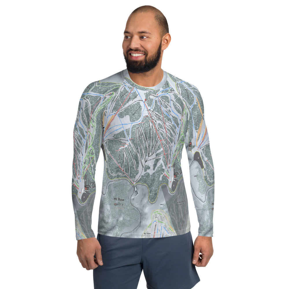 Mt. Rose, Nevada Ski Trail Map Men&#39;s Base Layer Top - Powderaddicts